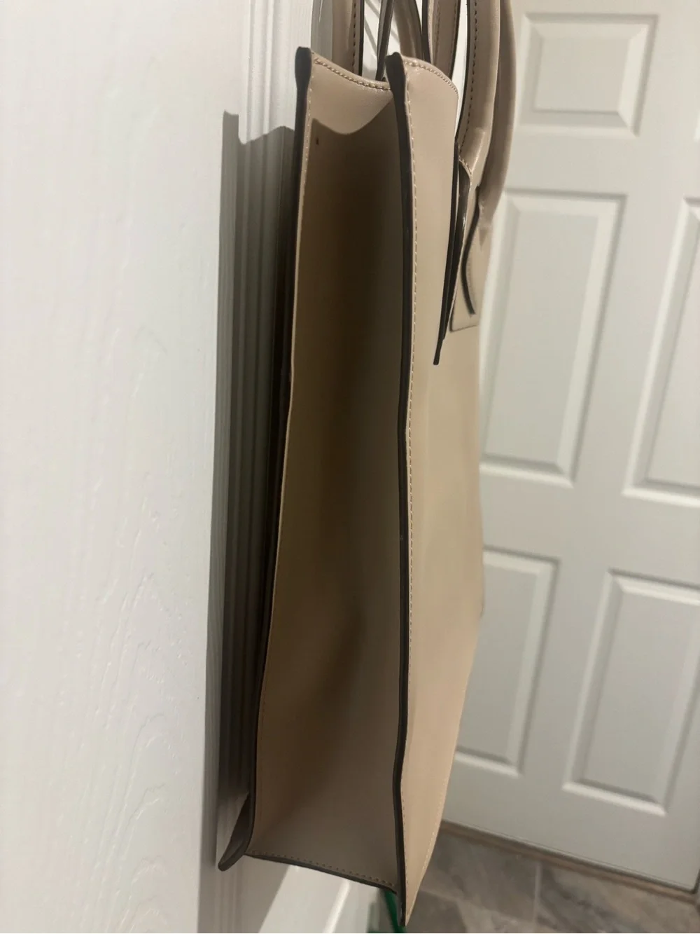 Anne Klein Beige Large Tote with Gold-Accent Logo